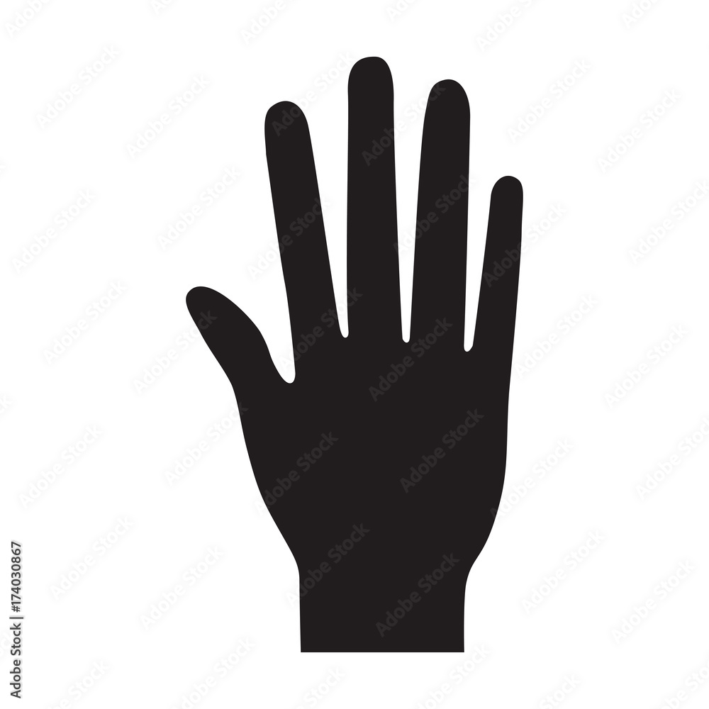 open palm hand gesture on monochrome silhouette open palm hand gesture on monochrome silhouette