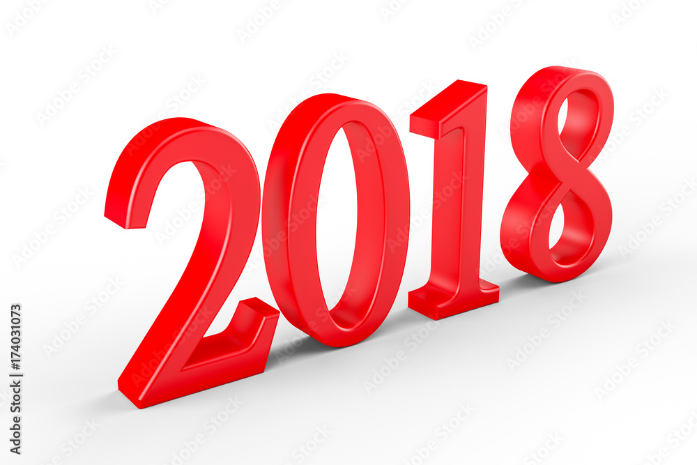 Year 2018, 3D illustration Year 2018, 3D illustration