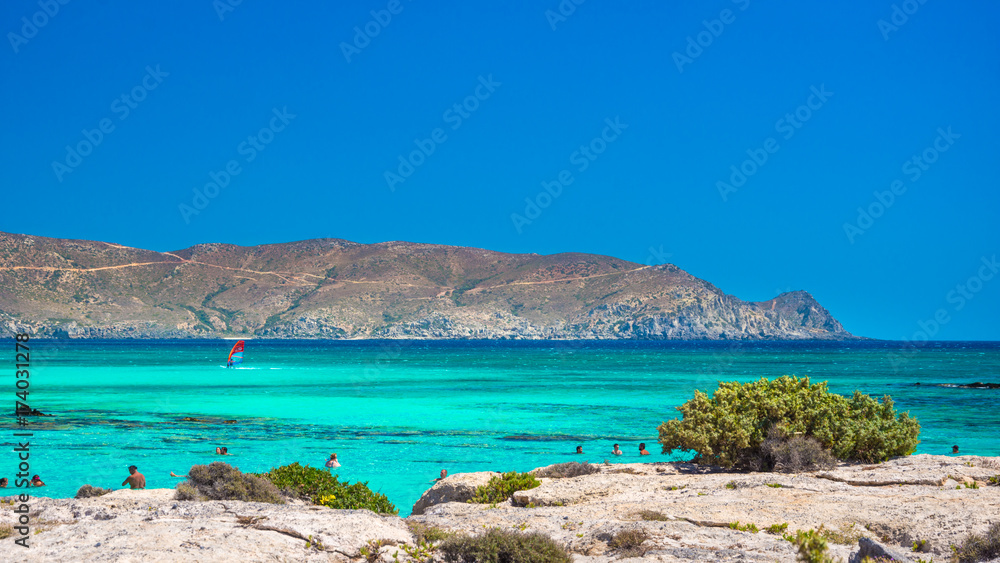 Tropical sandy beach with turquoise water, in Elafonisi, Crete Tropical sandy beach with turquoise water, in Elafonisi, Crete