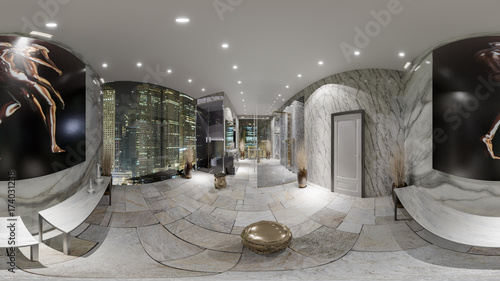 Fotografia, Obraz Image panoramique 360° salle de bain contemporaine