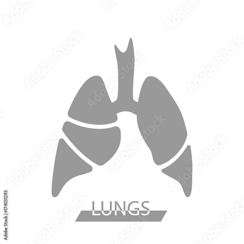 Vector silhouette medical illustration of human body organ - lungs with trachea. Logo template for clinic, hospital. Symbol for asthma, tuberculosis, pneumonia. Health care of respiratory system.