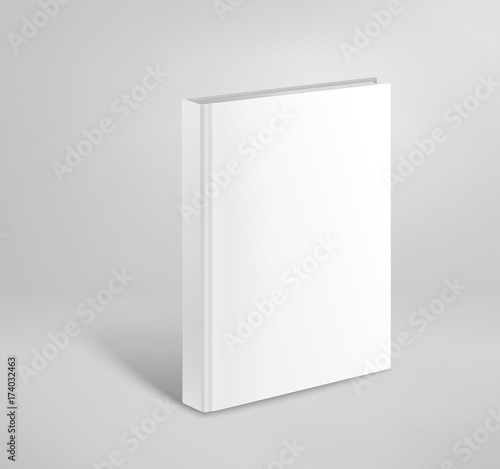 3d blank hardcover book vector mockup. Paper book template