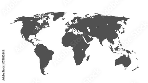 Grey world map infographic layout isolated on white. World map Vector globe template for presentations, web, design, cover, infographics