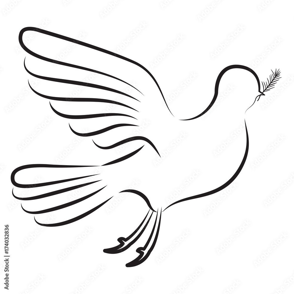 Obraz premium pigeon peace side view on silhouette