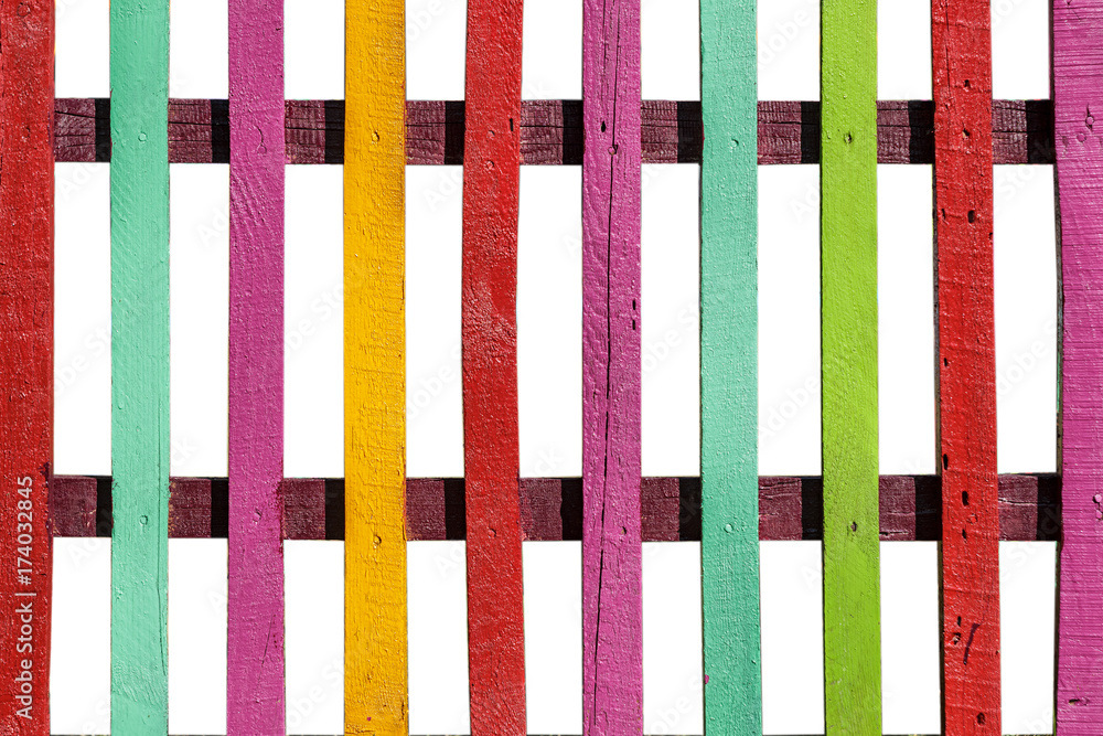 colored and bright children's fence on white colored and bright children's fence on white