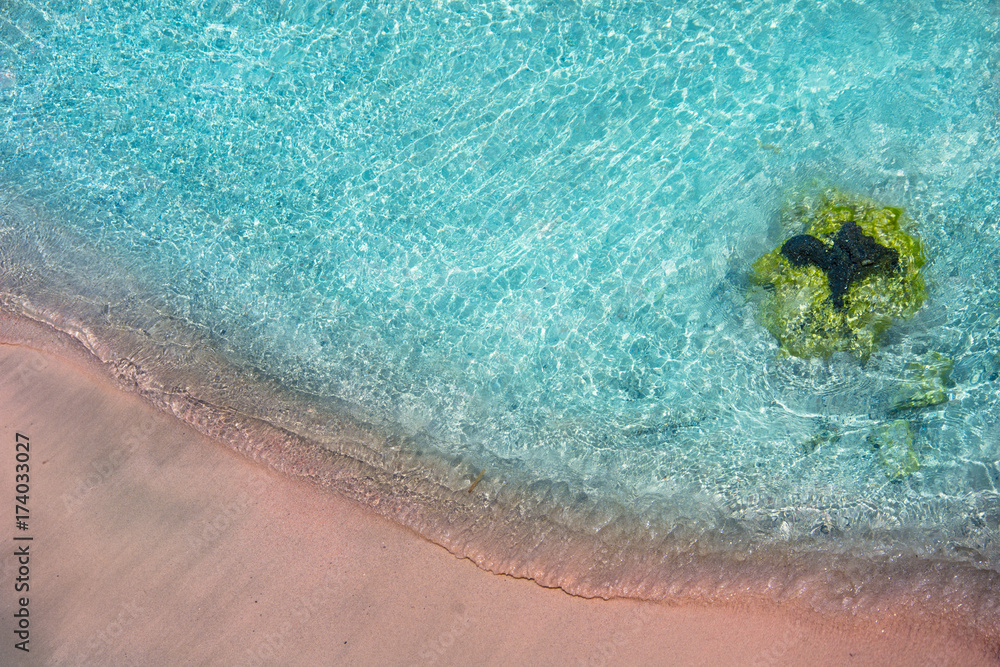 Tropical sandy beach with turquoise water, in Elafonisi, Crete