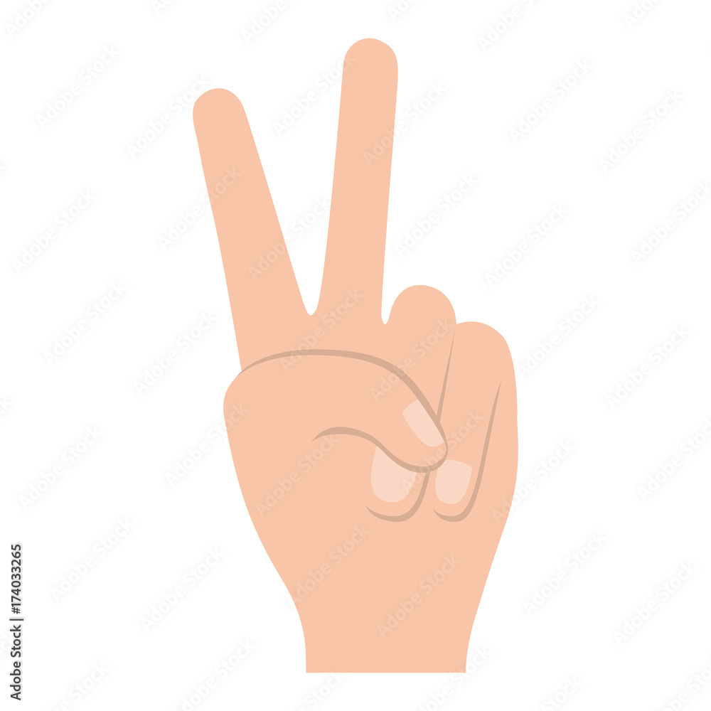 peace hand gesture on colorful silhouette peace hand gesture on colorful silhouette