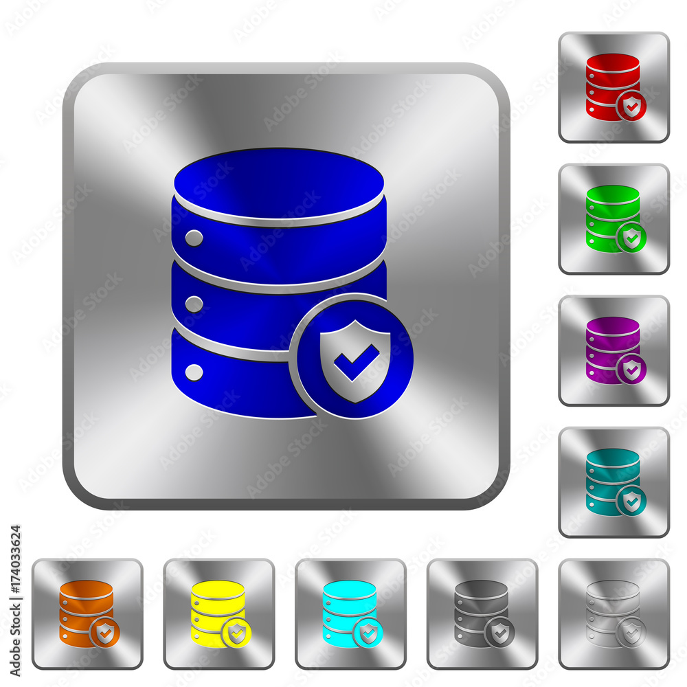 Database protected rounded square steel buttons Database protected rounded square steel buttons