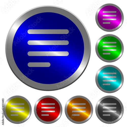 Text align justify last row left luminous coin-like round color buttons