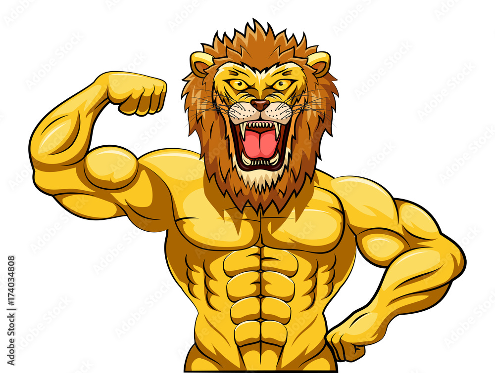 Angry strong lion mascot. Vector illustration Angry strong lion mascot. Vector illustration