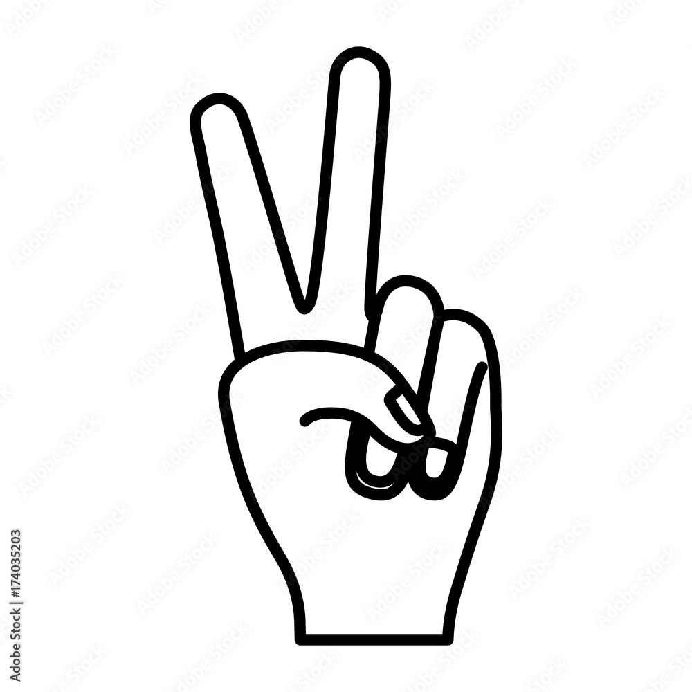 Obraz premium peace hand gesture on black silhouette