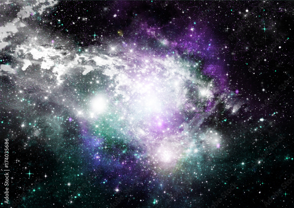 Naklejka premium Stars, dust and gas nebula in a far galaxy