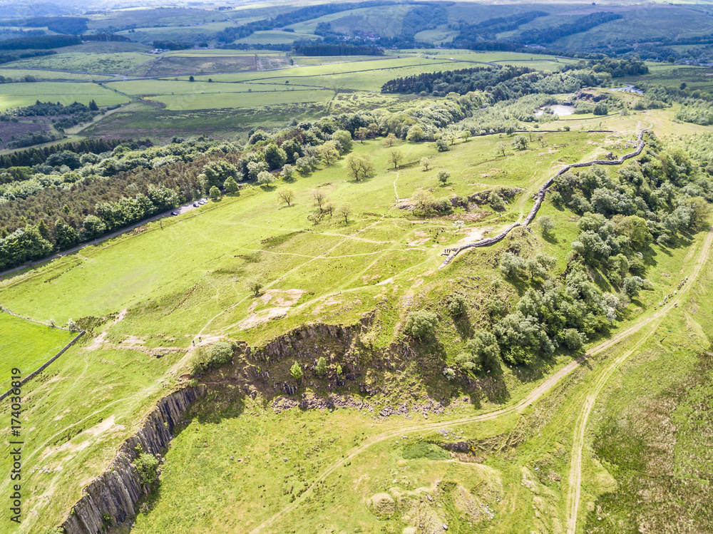The Walltown Crags at World heritage site Hadrian's Wall in the beautiful Northumberland National Park