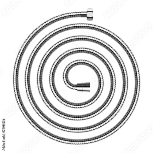 Vector spiral shaped shower hose isolated on white background.
