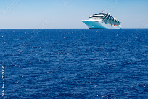 Cruise transportation background. Luxury passenger cruise ship on the Mediterranean Sea. © Nancy Pauwels