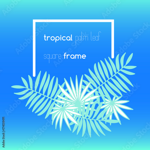 Square copyspace frame with palm leaves composition