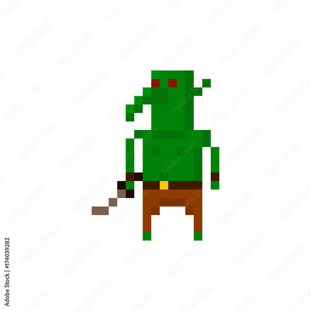 Pixel goblin with a dagger. Сharacter for games and applications Pixel goblin with a dagger. Сharacter for games and applications