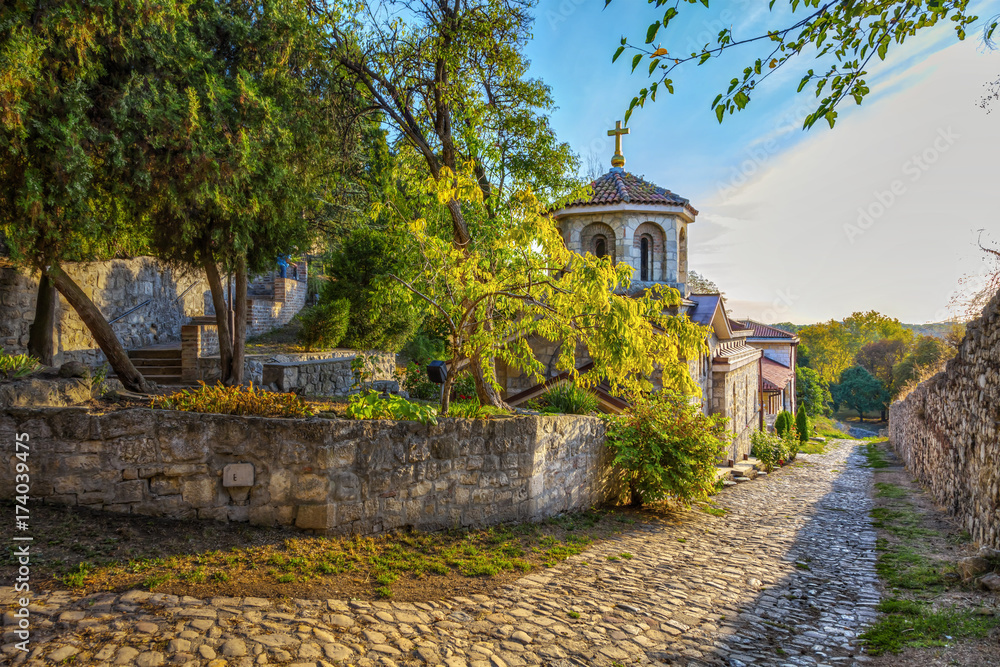 Pathway to the church of St. Petka at Kalemegdan, HDR image.