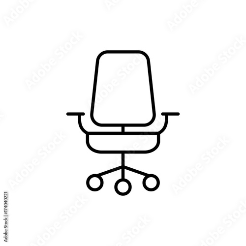 office chair on wheels line black icon