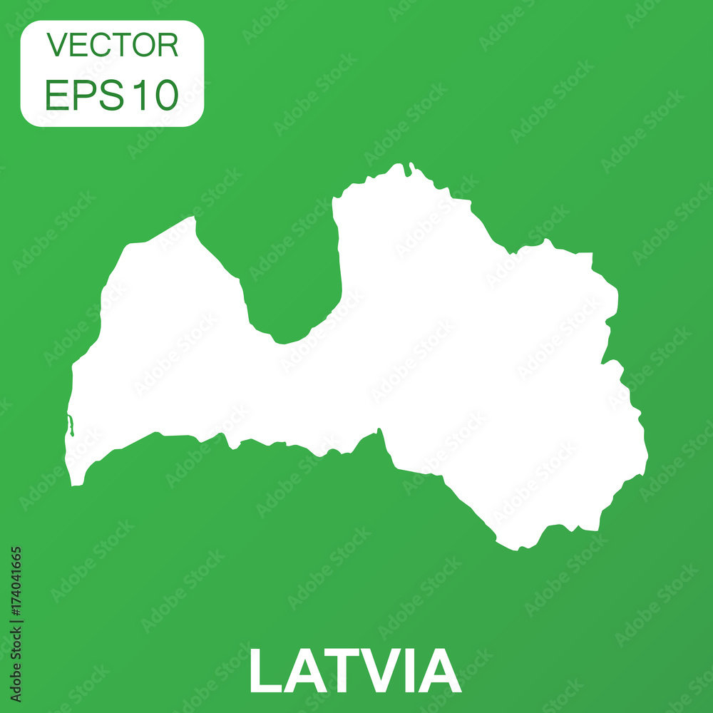 Latvia map icon. Business concept Latvia pictogram. Vector illustration on green background.