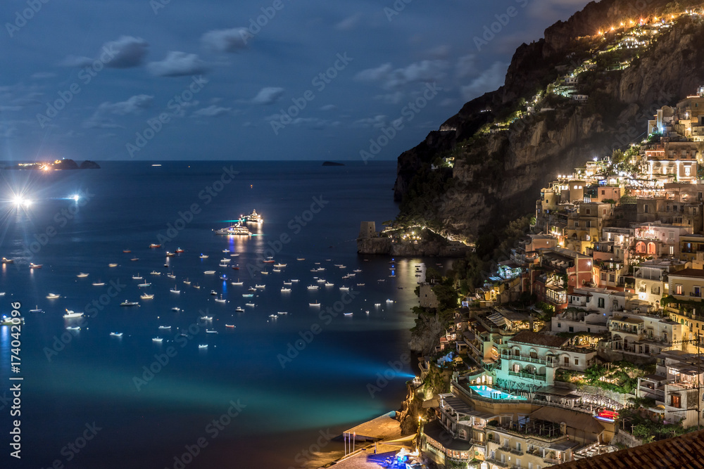 Positano Italy on the Amalfi Coast at Night