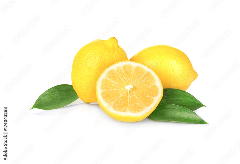 Fresh lemons on white background Fresh lemons on white background