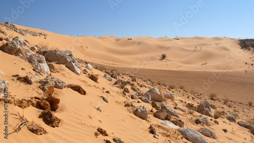 Pietre e sabbia nel deserto del Sahara