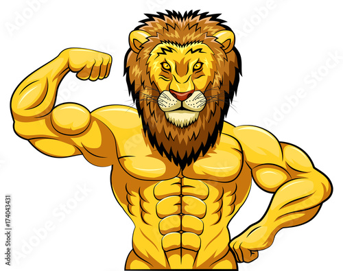 Angry strong lion mascot. vector illustration