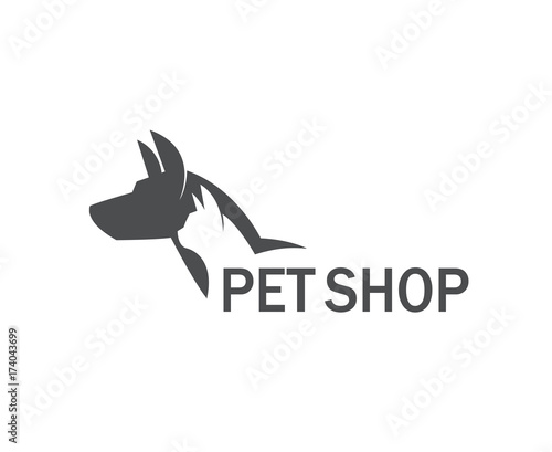 monochrome pet hsop label with cat and dog