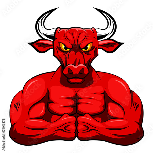 Angry strong bull mascot. vector illustration