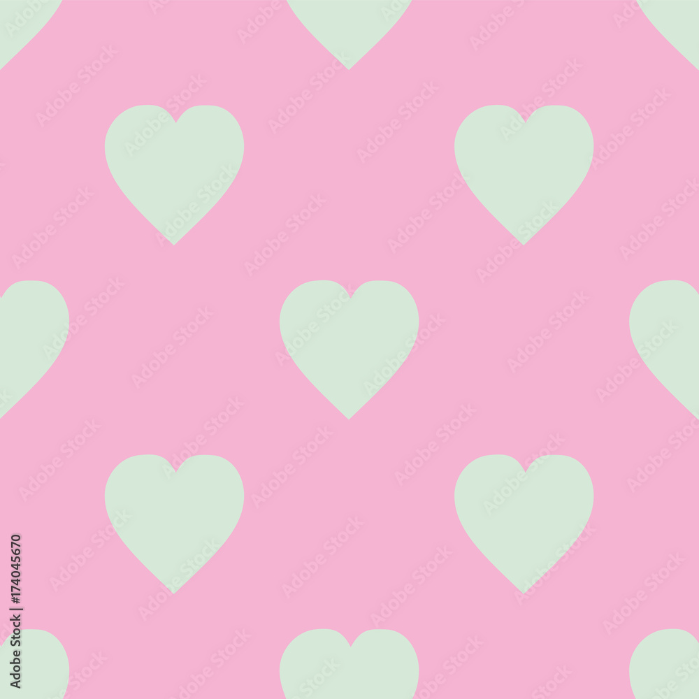 Pattern with hearts. Flat Scandinavian style for print on fabric, gift wrap, web backgrounds
