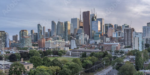 Skyscrapers of banks, high - rise buildings in Financial District of Toronto.Panoramic photo