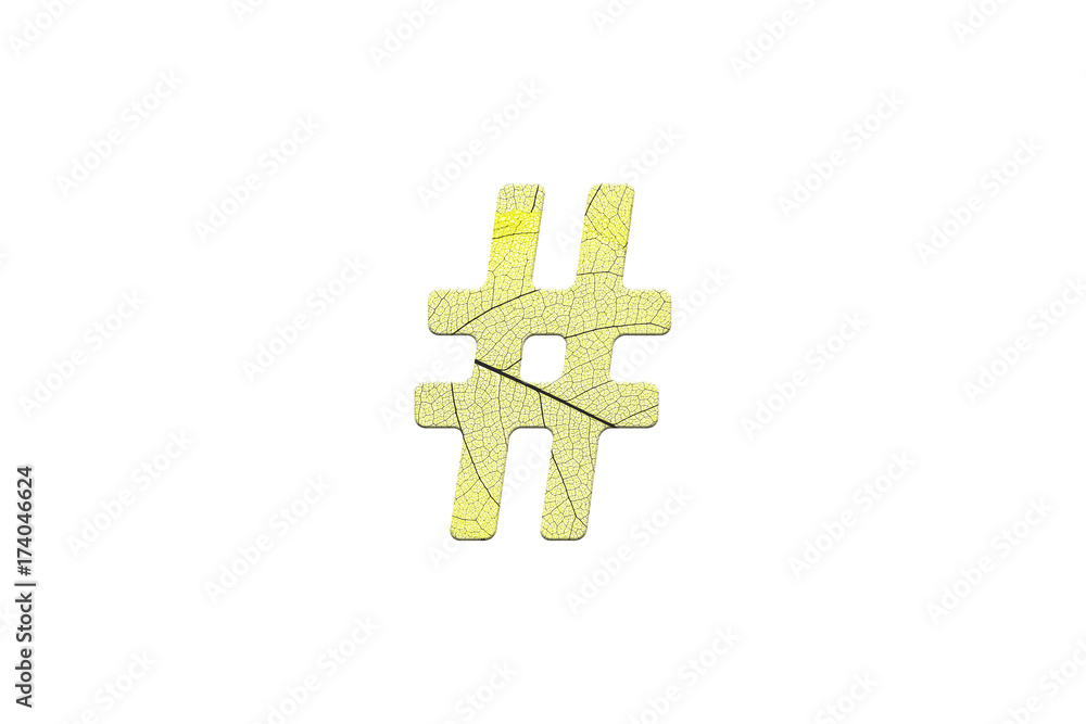 Leaf textured symbol in a 3D illustration on a white background Leaf textured symbol in a 3D illustration on a white background