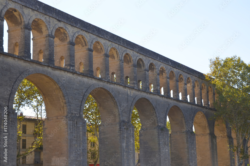 Les Arceaux aqueduct in Montpellier city