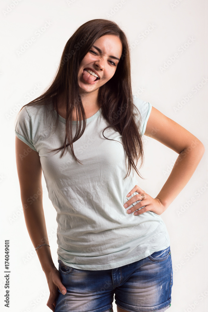 Portrait of a girl in a white T-shirt Portrait of a girl in a white T-shirt