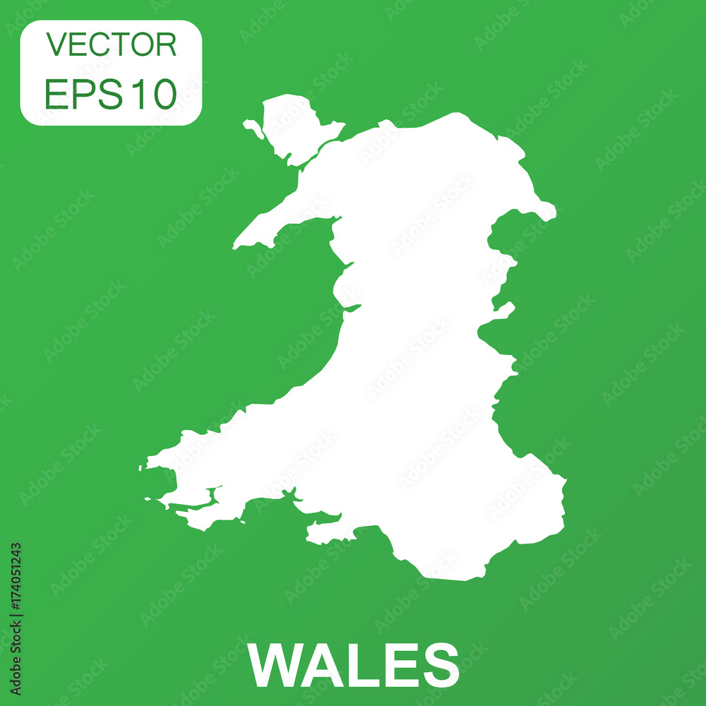 Wales map icon. Business concept Wales pictogram. Vector illustration on green background.