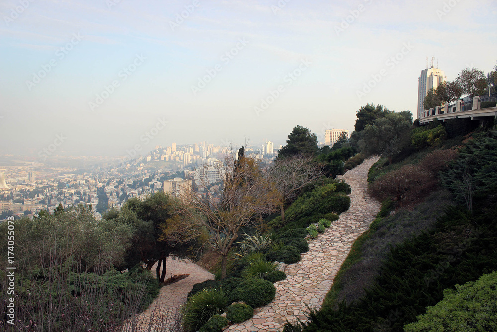 Bahaí gardens in Haifa view, Israel
