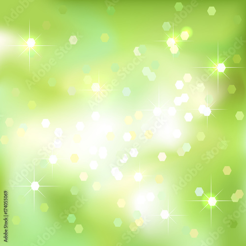 Green abstract background with light spots