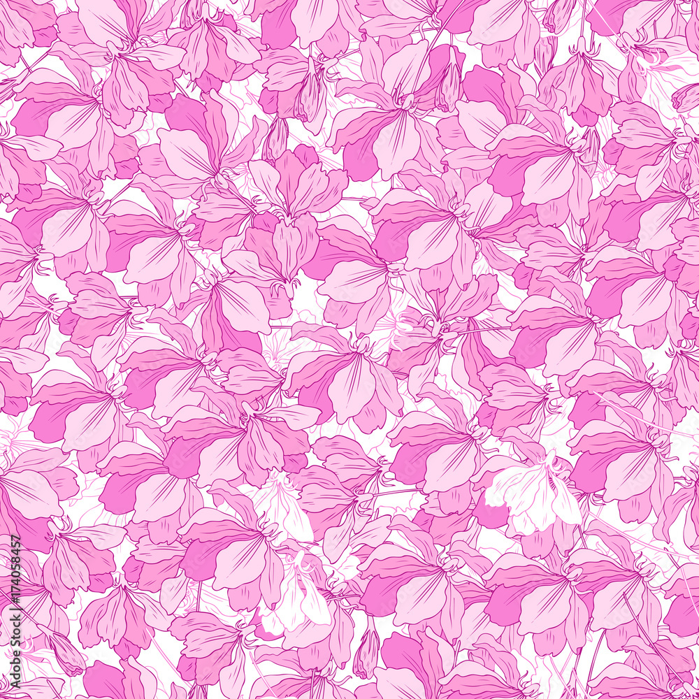 Apple flower tree blossom hand drawn isolated on white background, seamless vector floral pattern, pink sakura line art for greeting card, package design cosmetic, wedding invitation, wallpaper beauty Apple flower tree blossom hand drawn isolated on white background, seamless vector floral pattern, pink sakura line art for greeting card, package design cosmetic, wedding invitation, wallpaper beauty