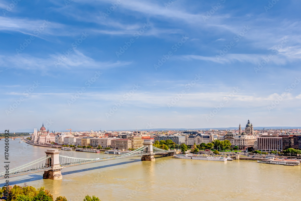 Fototapeta premium Capital city of Budapest with the Danube River, Hungary