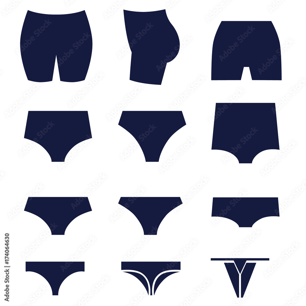 Different types of women's pants and shorts as glyph icons Stock Vector |  Adobe Stock
