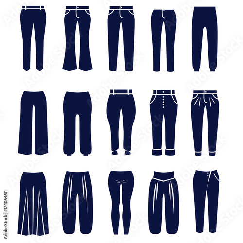 Different types of women trousers and pants