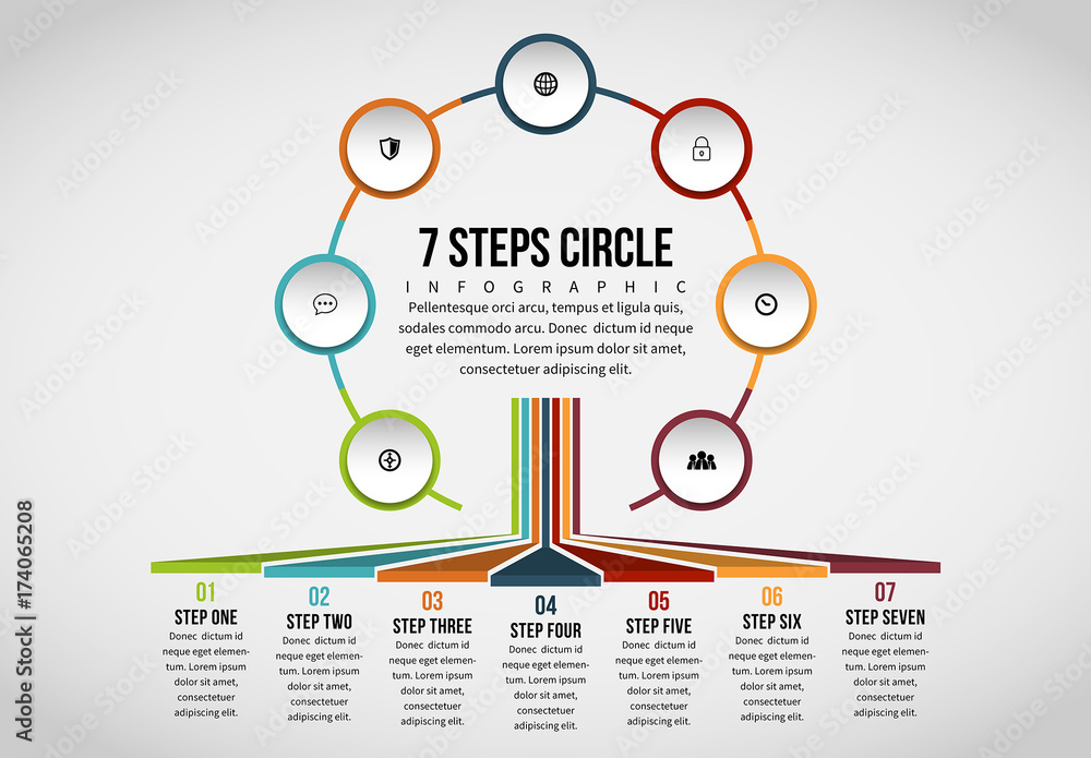 Linked Circle Cluster Infographic 7 Stock Template Adobe Stock