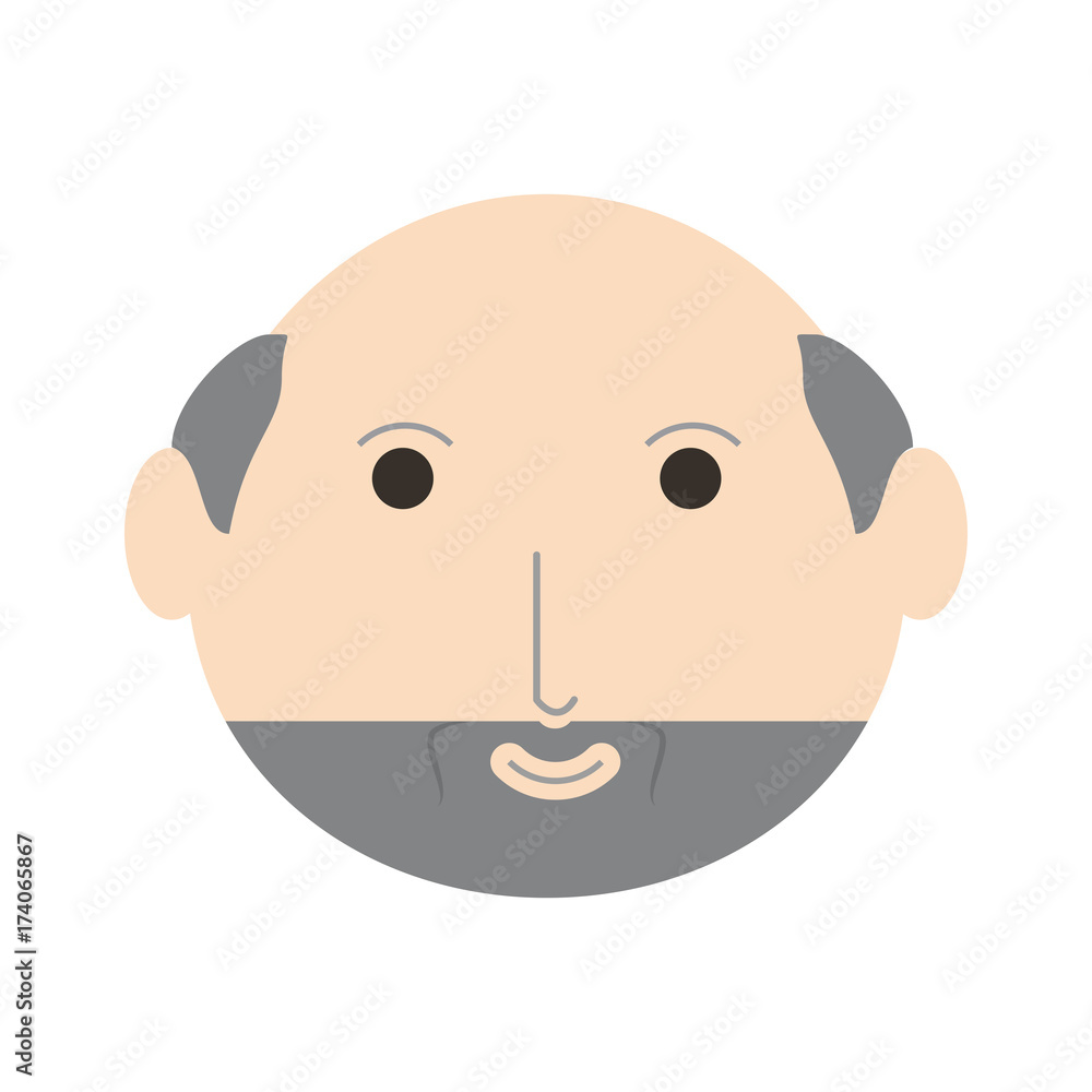 colored   old man   head  over white  background  vector illustration