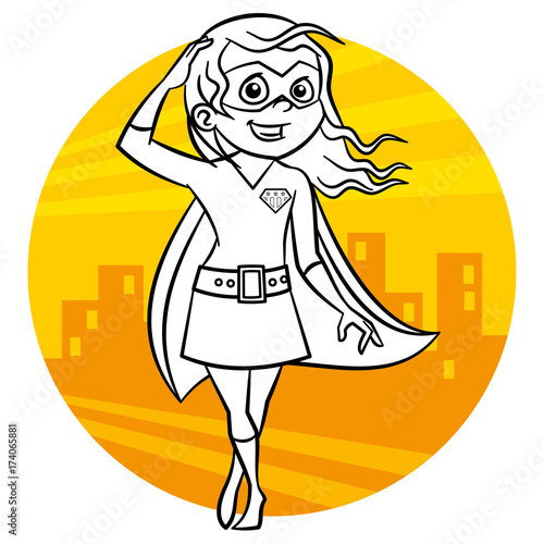 Superhero Coloring page. Comic character isolated on white background