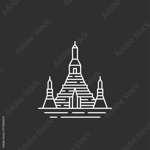 Thailand landmark. Illustations in outline style