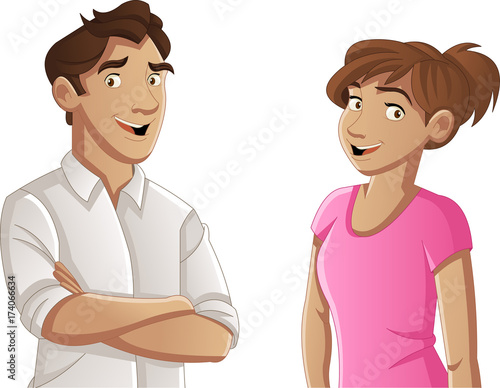 Couple of cartoon young people.
