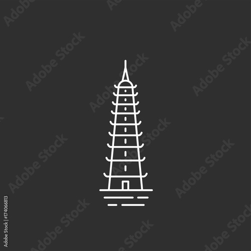 Vietnam landmark. Illustations in outline style
