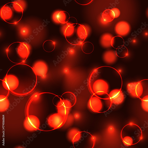 Neon red bokeh effect seamless pattern