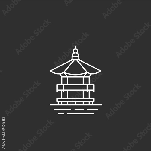 Korea landmark. Illustations in outline style